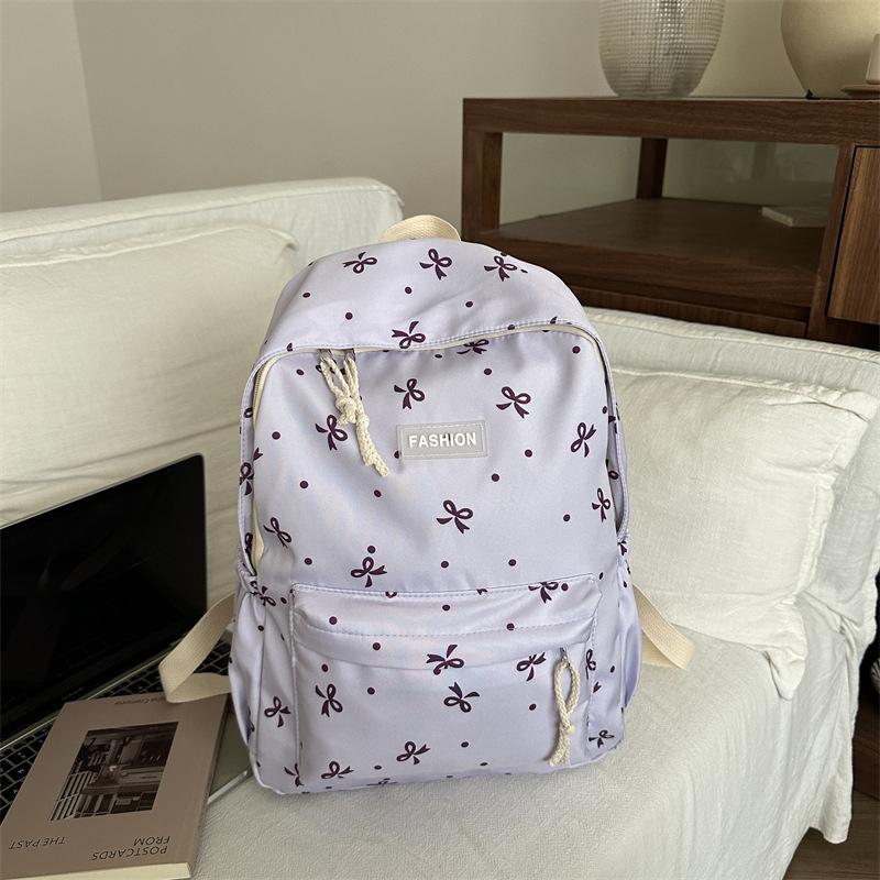 Student Schoolbag New Large-capacity Backpack Student Class Schoolbag Backpack Bow Travel Campus Wind Backpack