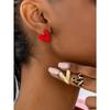 3 Pairs Fashion Personalized Metallic Enamel Leopard & Heart Stud Earring Set, Suitable For Party And Multiple Occasions For Women