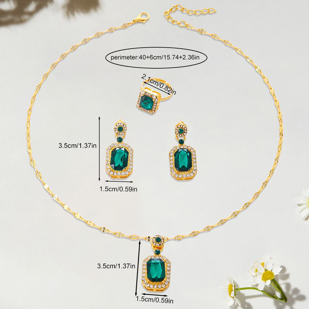 4-piece Women's Zircon Set, Fashionable Casual Necklace Bracelet Earring Set, Suitable for Daily Wear, Friend Holiday Gift