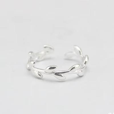 925 Silver Rings For Women Simple Leaves Open Ring Hypoallergenic Silver Jewelry Gifts For Girls