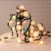 Warm Light LED String Lights Colored Lights Rose Flower Design Fairy Lights Simulation Green Leaves Artificial Vine Garland