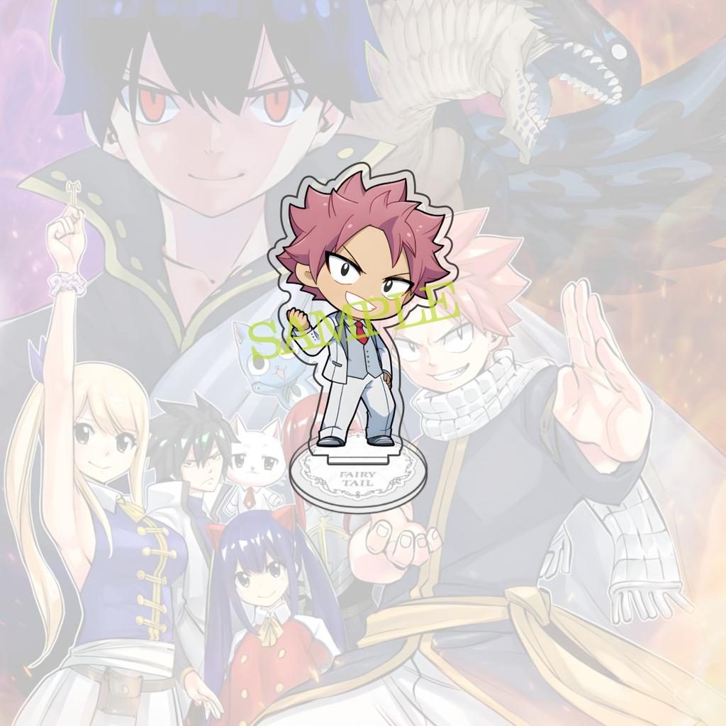 Anime FAIRY TAIL 10 Cm Acrylic Natsu Happy KEAI Elza Lucy Jellal Mirajane Standing Model Gray Desktop Decoration Fan Gift