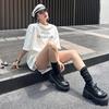 Fashion 2024 NEW Punk Style Women Shoes Lace-up heel height Platform Shoes Woman Gothic Ankle Rock Boots Metal Decor Woman Sneakers