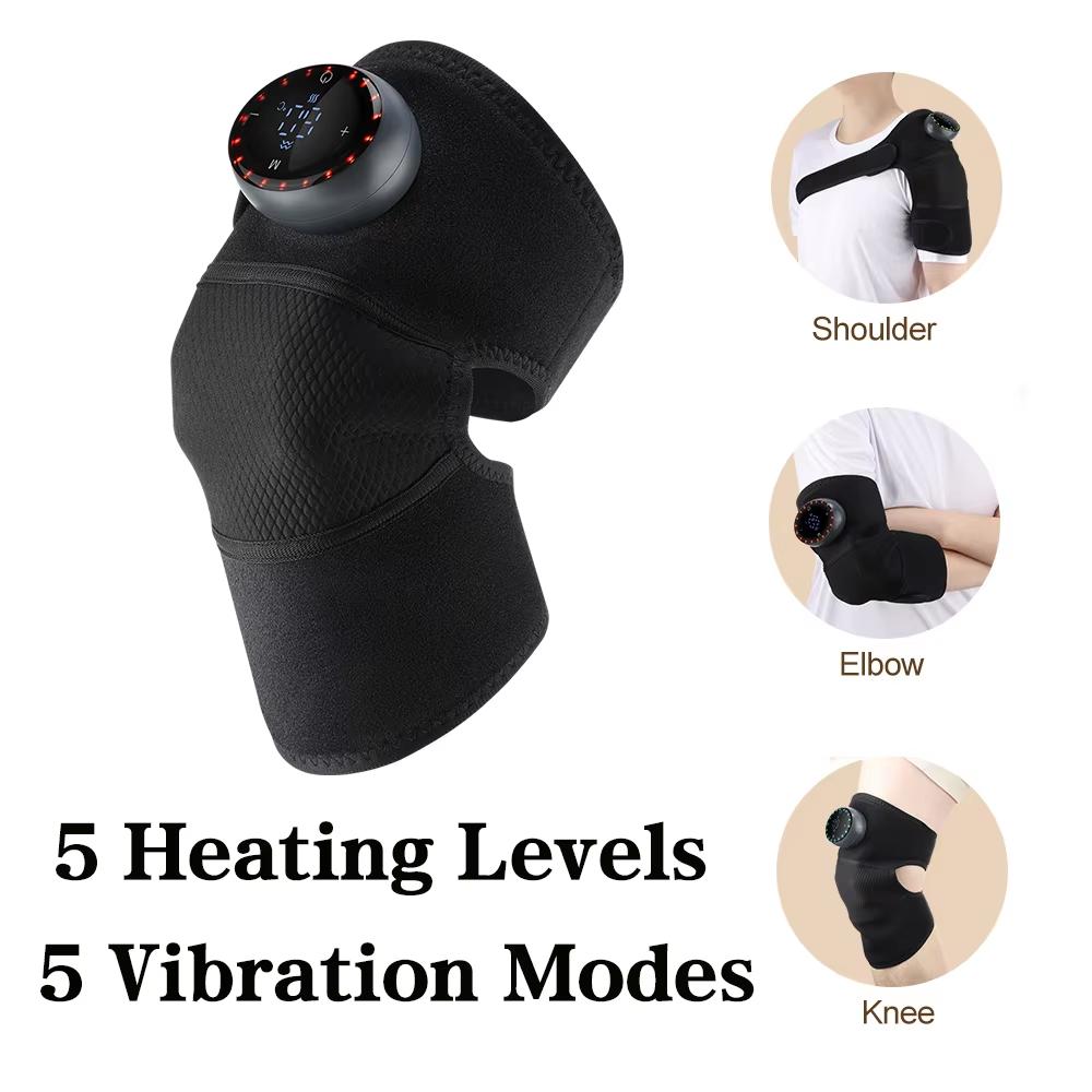 Elektrische Schulterstütze Beheizter Knie-Massager Vibrationsmassage Stützgürtel 3-in-1-Massager für Schulter Ellbogen Heißkompresse