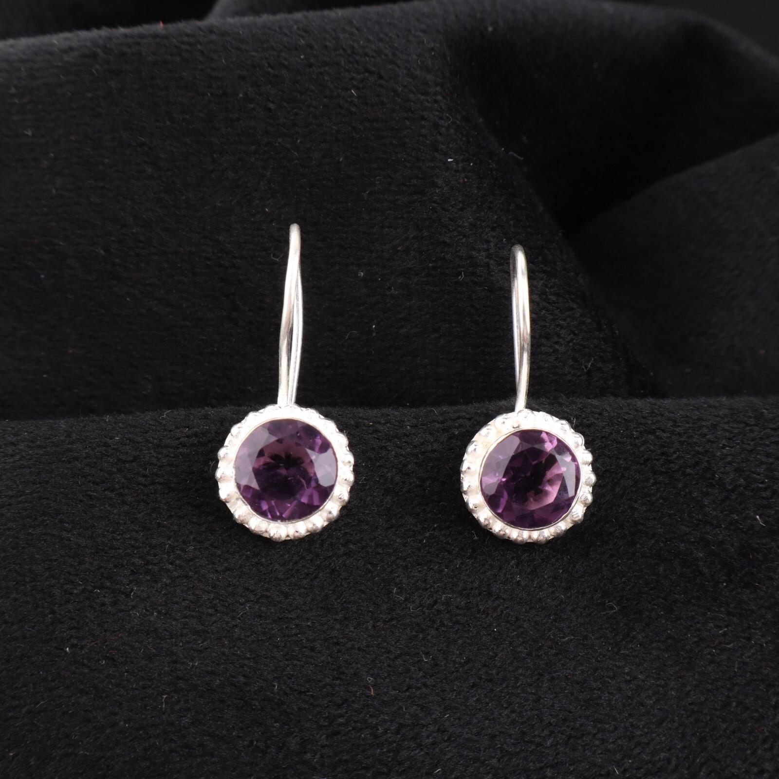 

Аметист Драгоценный камень 925 Стерлинговое серебро Ювелирные изделия Ручной работы Серьги-капли/подвески 0.93 EE-177-12