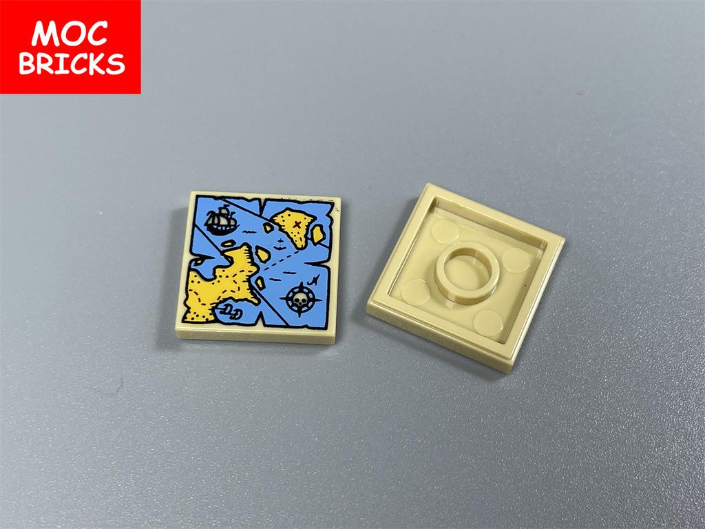 10 Stück MOC Steine Bedruckte Fliesen 2x2 Joker Brücke Schiff Zeitung Karte Zusammenbaubare Baustein Zubehör Kinder Spielzeug Geschenke