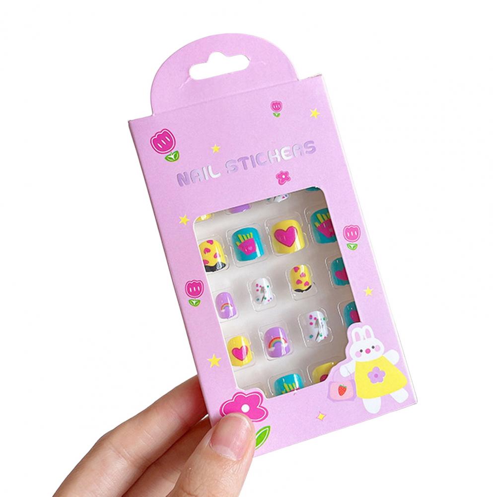 Kids Fake Nails Easy-to-apply Kids Nails Kawaii Kids Fake Nail Art Stickers Set Creative Diy Nail Kit for Fashionable Nail