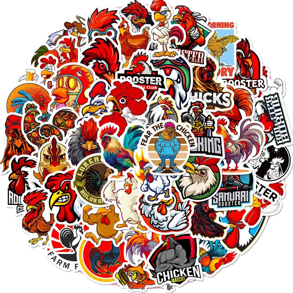 50 Rooster Cuso Doodle Stickers Personality Cartoon Animal Big Rooster Children Cartoon Stickers
