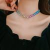 Luxury Multicolor  Choker Necklace Earrings Set For Women Women Shiny  Party Wedding Jewelry Set