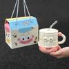 High-value Cartoon Straw Cup Cute Ceramic Mug with Lid for Girls' Girlfriend's Birthday Gift Souvenir