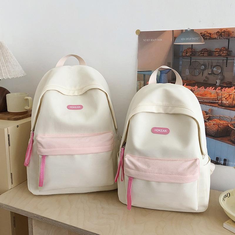 Middle School Student Contrast Color Schoolbag Women's Computer Backpack Lightweight Backpack