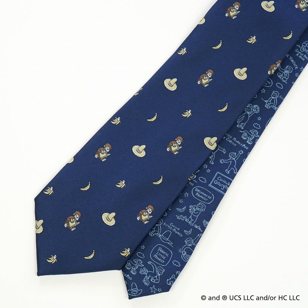 Curious George Character Necktie (Hat and Banana Pattern) UND49160 Navy