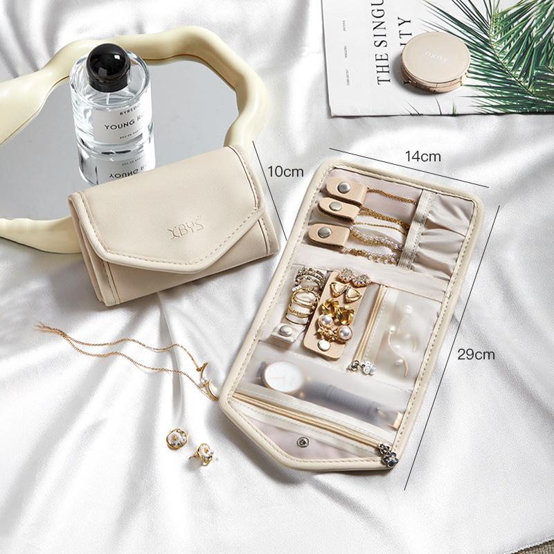 Popular Foldable Jewelry Case Roll Travel Organizer Portable for Journey Earrings Rings Diamond Necklaces Brooches Storage Bag