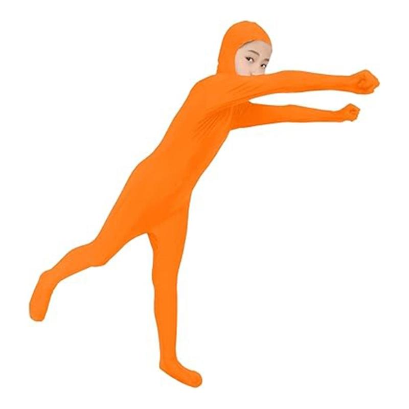 Stealthy Full Body Suit With Face Opening High Elasticity Spandex For Halloween Stage Performances Role Play Photography