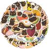 50pcs Cute Food Black Cat Diary Cartoon Graffiti Stickers Phone Guitar Laptop Notebook Suitcase Cup Waterproof Sticker Kids Toys