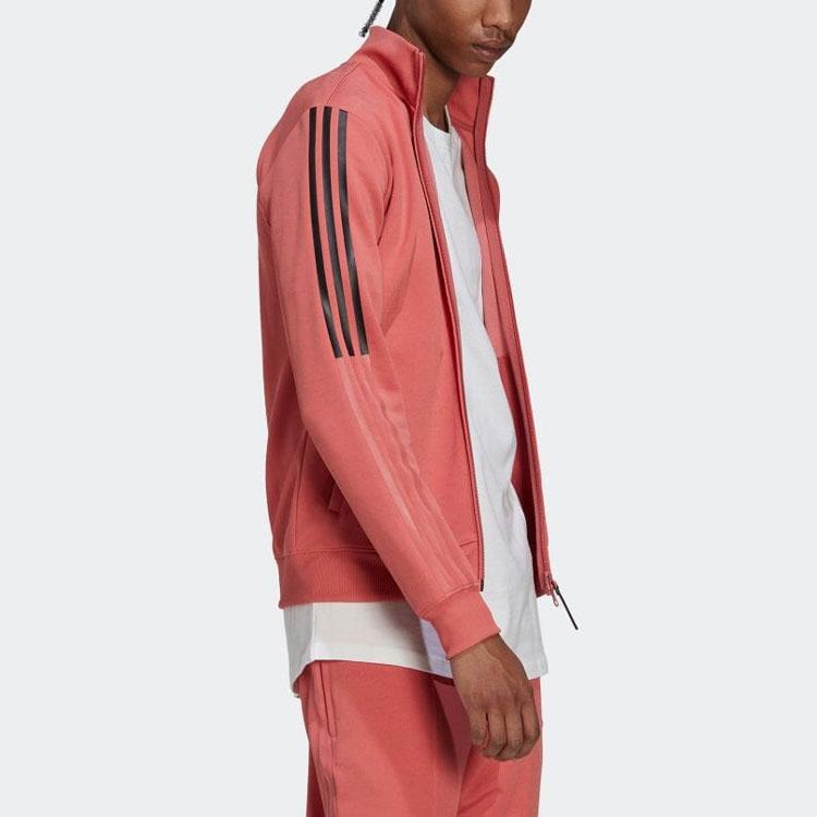 Adidas Side Stripe Logo Stand Collar Jacket Men Outerwear Pink HN1948