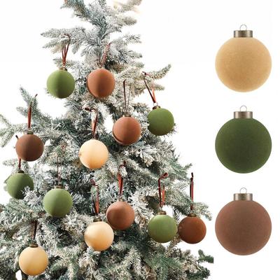 Christmas Ornaments Christmas Ball Decorations Flocked Velvet Christmas Ball Ornaments Set 15 Pcs 3.15 Inch Plastic for Xmas