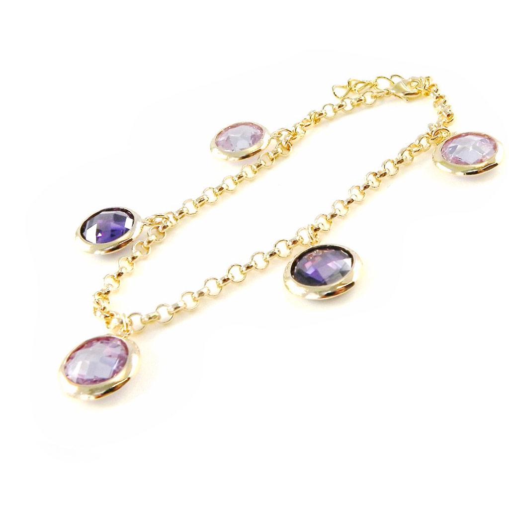 Les Trésors De Lily [C4785] - Pozlacený náramek 'Linda' s levandulovým ametystem - 15 mm