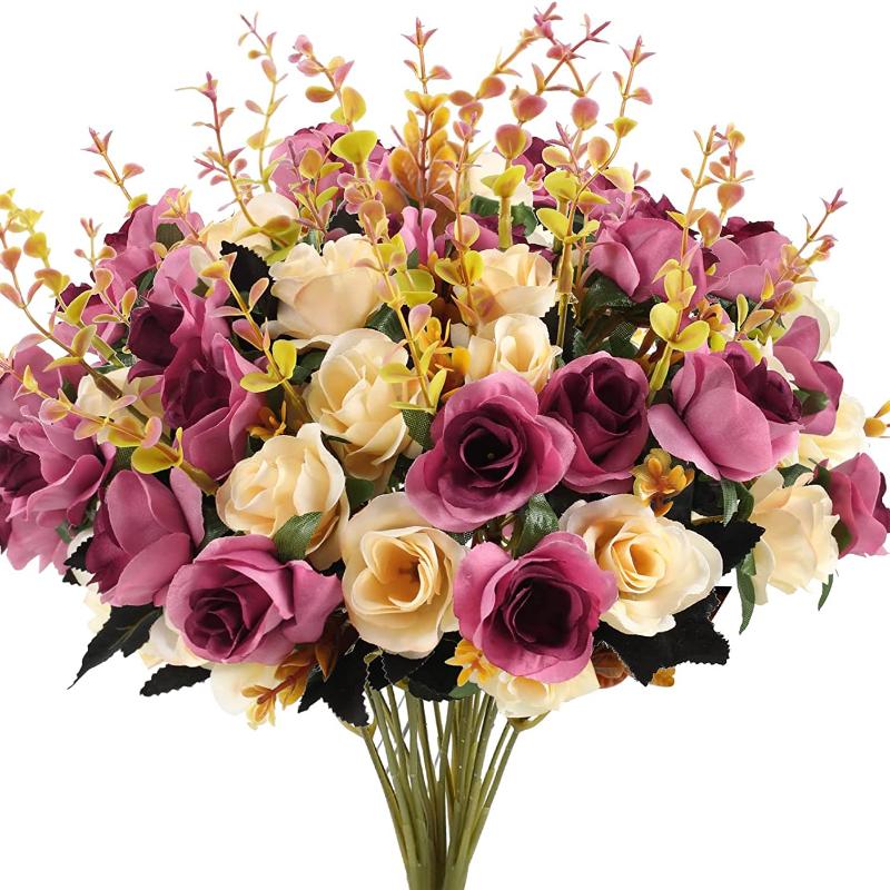 

Wedding Rose Artificial Flower Floral Grave Home Party 1 Bunch Bouquet Decor Fake Flower Home Wedding Decoration Accessories