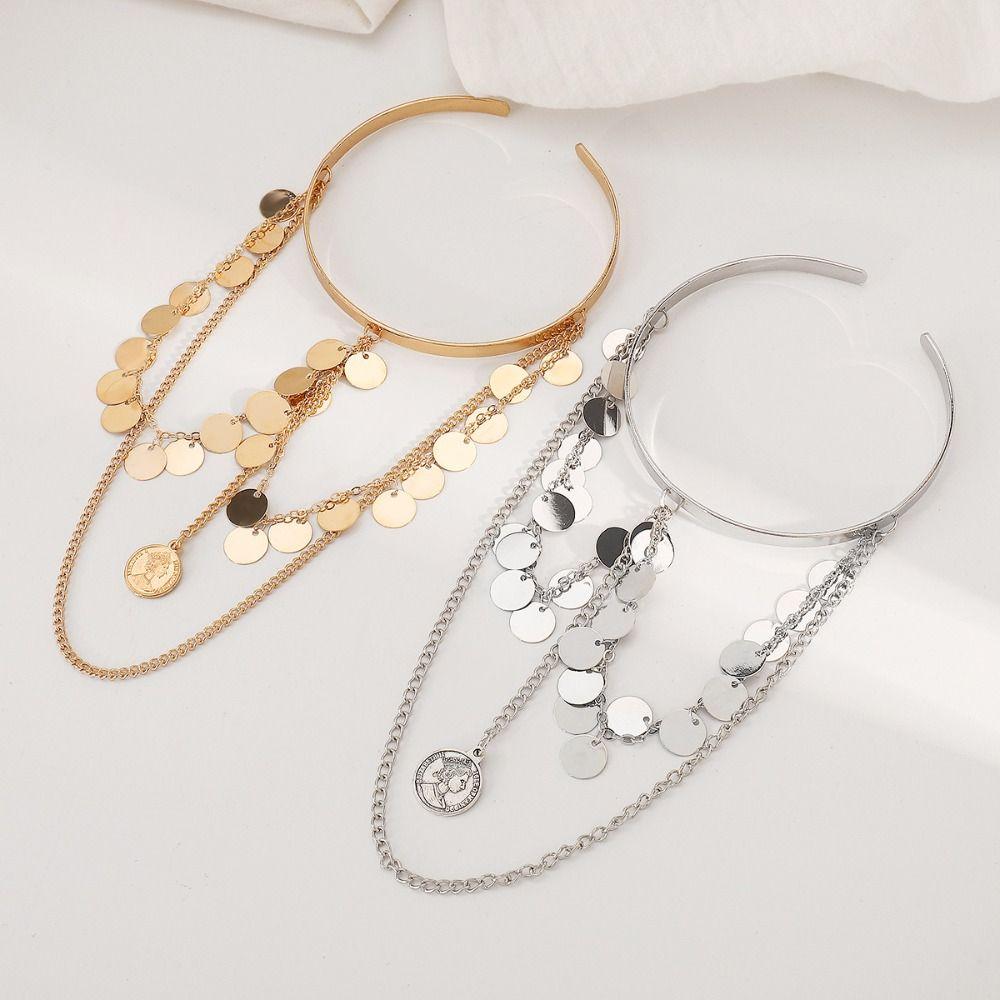 Pearl Tassel Arm Chain Adjustable Open Cuff Bracelet Fashion Upper Arm Bangles  Girls