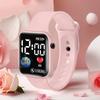 Student Square Digital LED Electronic Watch Wristwatch Pink LED Watch Electronic Watch Jelly Watch Student Watch