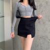 Plus Size High Waist Korean Style Anti-Exposure Bodycon Skirt Pants - Black Midi Skirt for Women, Spring/Summer.