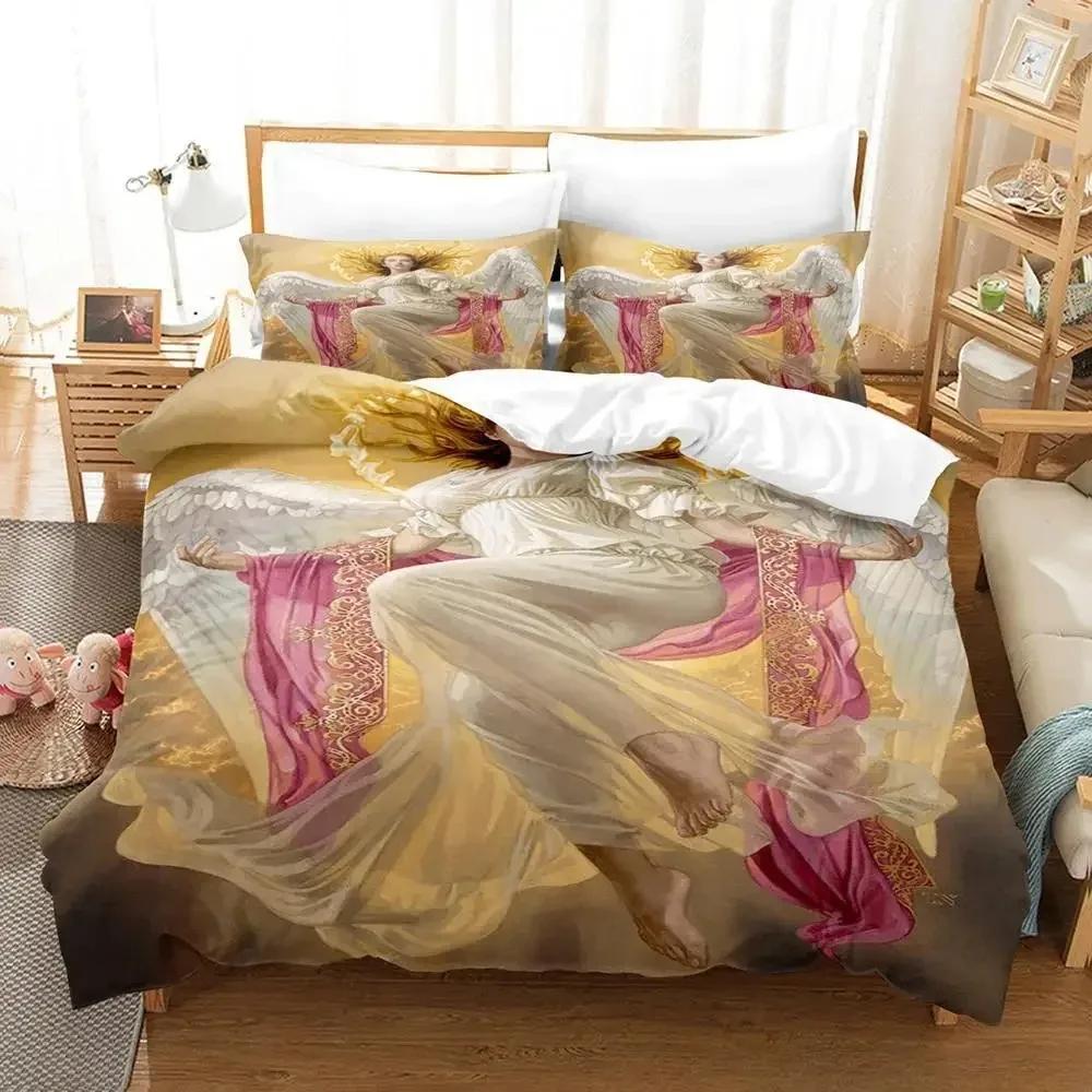 3D Fantasy Angel All Season Guardian Angel Printed Bed Set Duvet Cover Pillowcase Bedding Set Bed Linen Sheet Quilt Cover Full