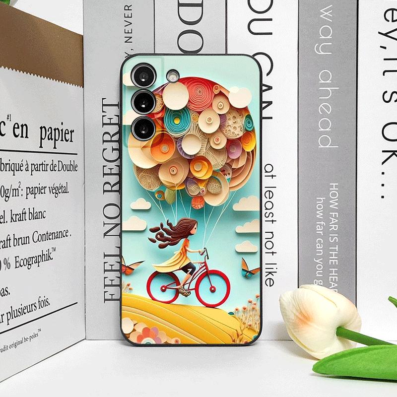 Cute Girl Boy Bicycle Balloon Couple Phone Case for Huawei Mate 60 50 40 Pro 5G Nova 13 12 10SE 11 PRO P60 P50 P40 ProPlus Cover