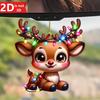2D Hanging Reindeer for Christmas Trees, Car Mirrors, and Keychains. A Creative Holiday Accessory.