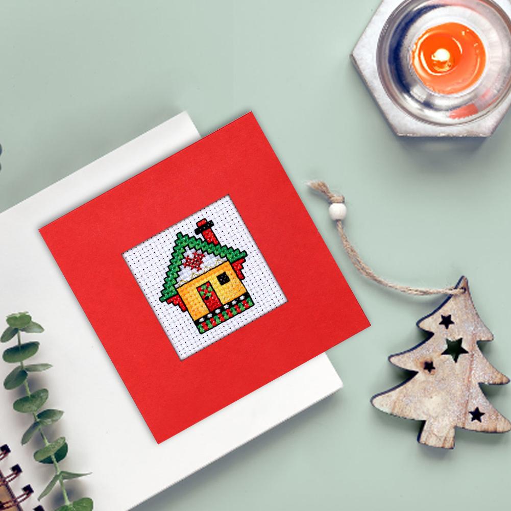 Kit de Carte de Vœux Point de Croix DIY Carte de Noël Kit Point de Croix Carte de Noël Kit de Modèle Point de Croix Ensemble pour Noël
