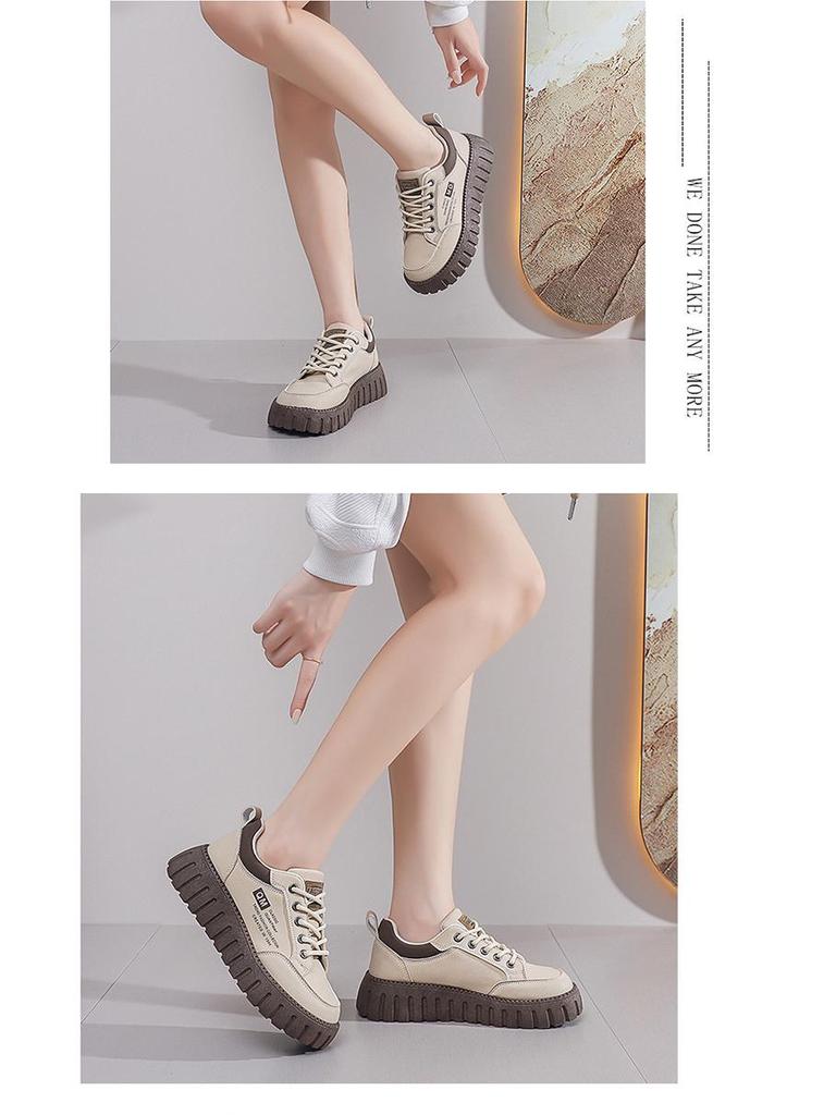 2024 Autumn White Korean-Style Women's Running Shoes with Thick Soles, Model XQ229