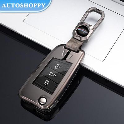 For Volkswagen MK7 GTI 7 Golf 7 Golf R Skoda Octavia A7 SEAT Sammenleggbar fjernkontroll Fob deksel Skinn metall bilnøkkelveske for VW nøkkelring
