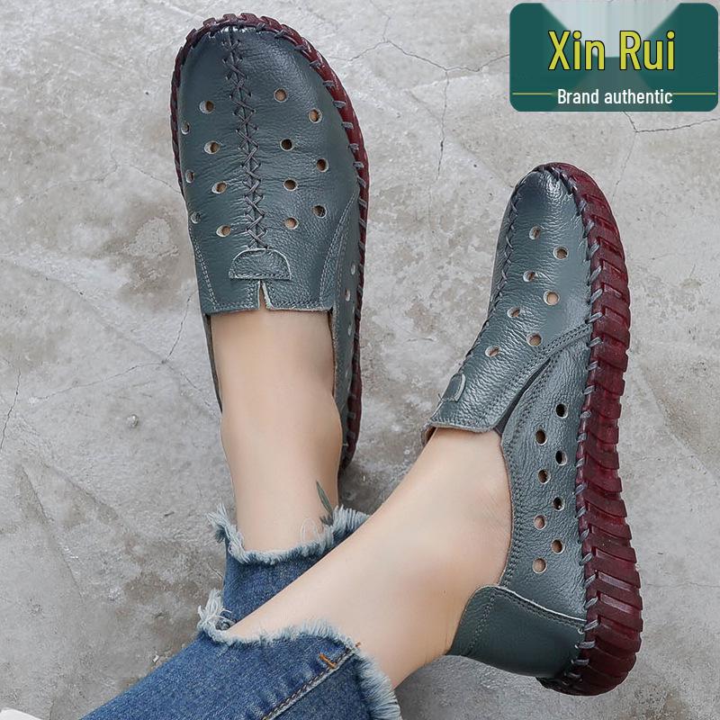 Dámské ručně vyráběné pohodlné boty z pravé kůže - Baleríny s měkkou podrážkou pro všechna roční období