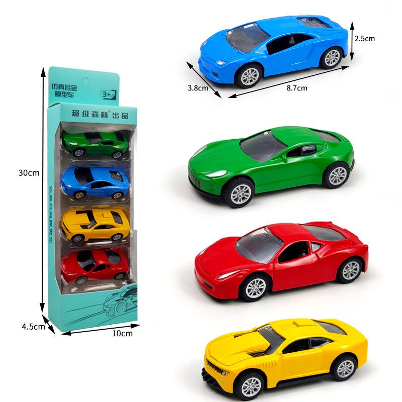4Pcs Set Todder Car Toy Multi-Style Police School Bus Taxiing Alloy Mini Car Model Kids Pocket Small Durable Car kid gifts