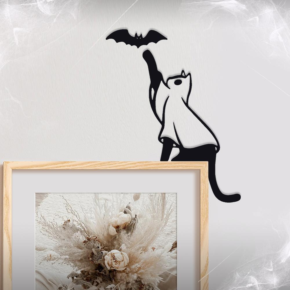 Metal Cutting Dies Mold Halloween Witch Bat Cat Ghost Pumpkin Decoration Creative Door Topper Sign Decor for Indoor Outdoor Wall