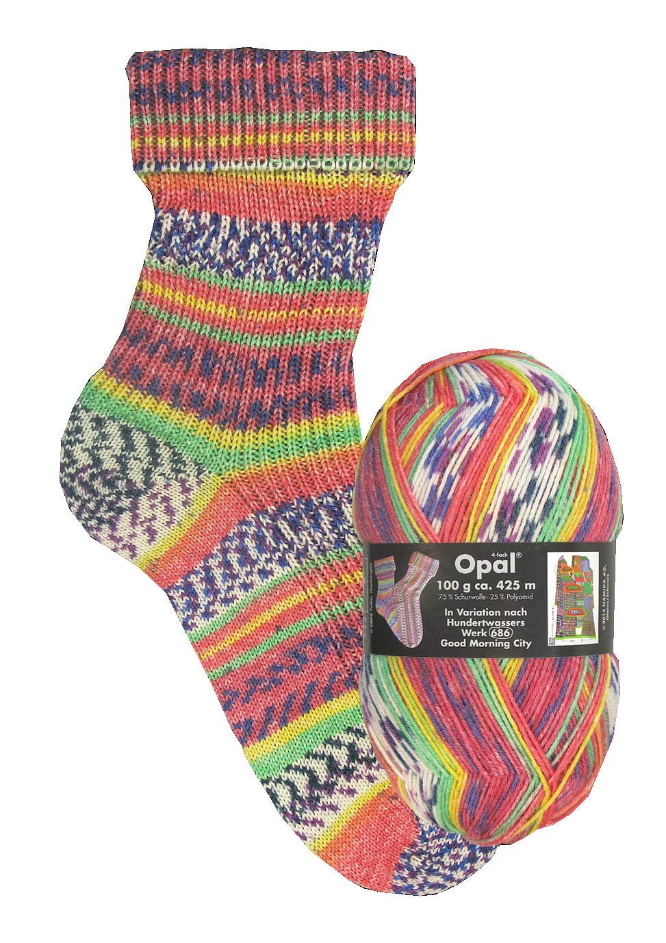 

Пряжа носочная Opal Hundertwasser Color 2102