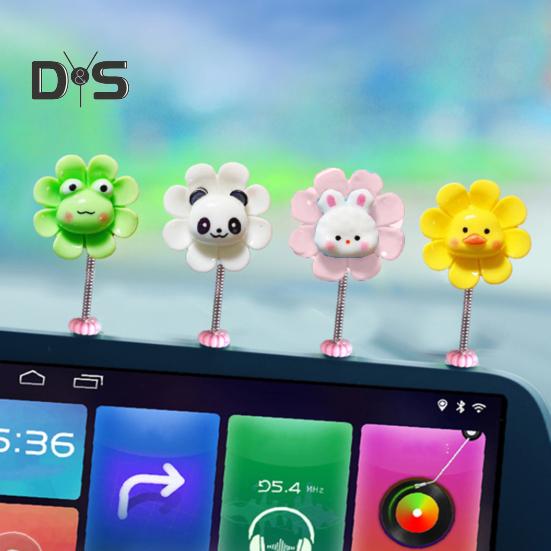 Car Dashboard Decorations Shaking Cartoon Animal Flower Ornament Car Accessoriea Home Office Desk Decoration with Spring