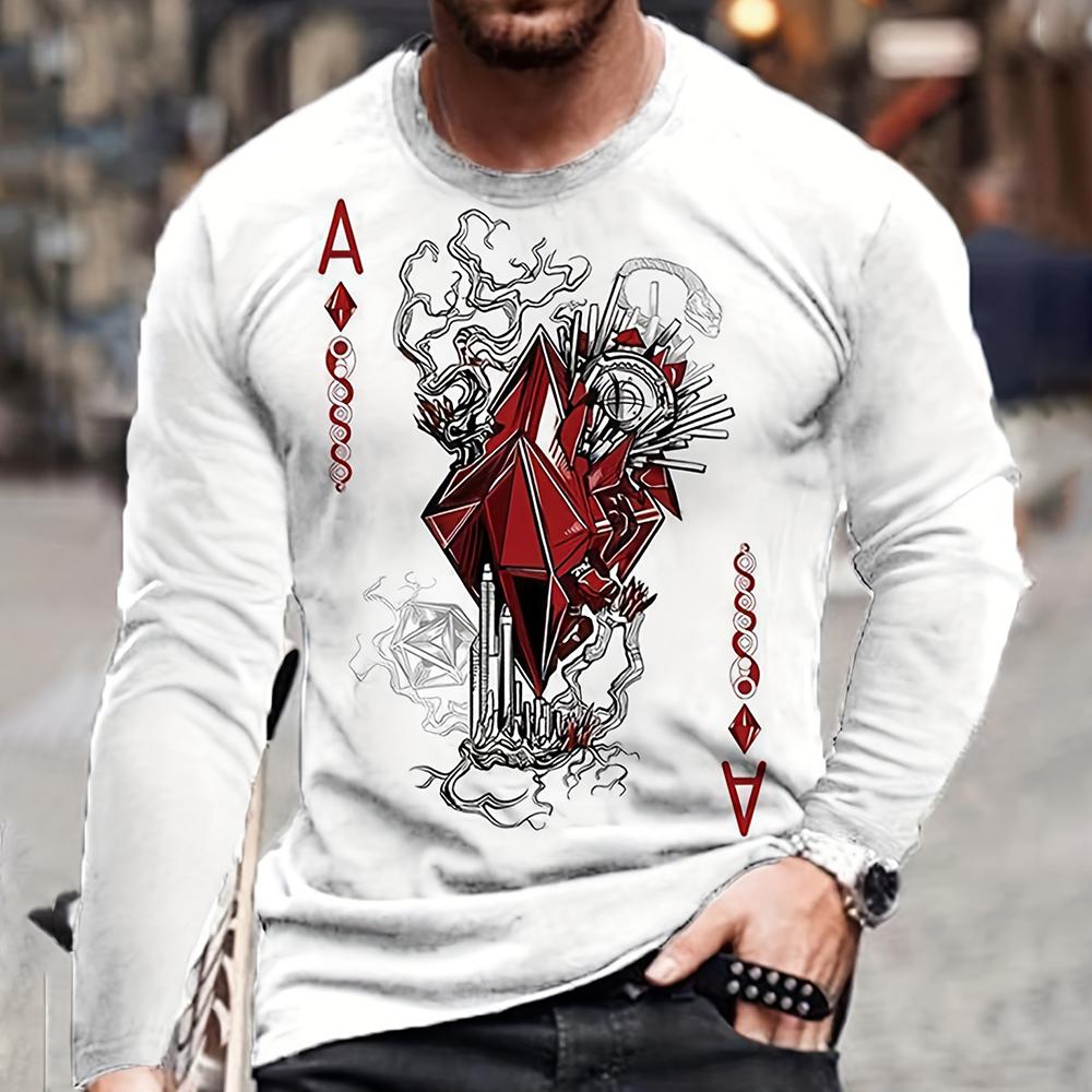 

Летняя мужская футболка большого размера, свободная, с коротким рукавом, в стиле ретро, с принтом американских покерных букв, с круглым вырезом и длинным рукавом, осенняя рубашка XS