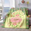 2026 New Arrivals Open Floral Monogram Personalization Blanket Soft Flannel Sofa Throw & Bedspread Pink Green Floral Pattern AllSeason Indoor Outdoor