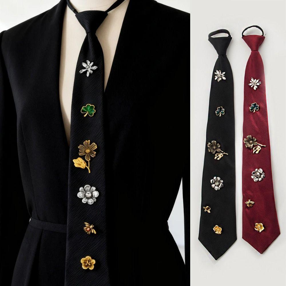 Insect Flower Tie Korean Decoration Shirt Tie Clothing Decoration Rhinestone Necktie Daily