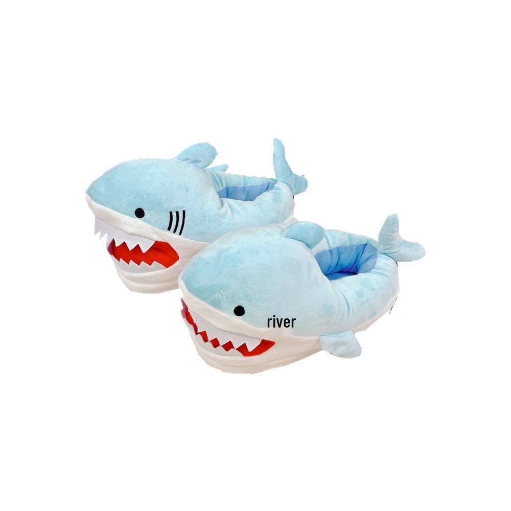 Shark Plush Winter Slippers - Thick, Cozy Indoor Dolphin Cotton for Couples
