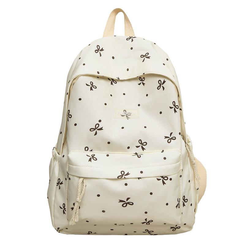 Schultasche für Studenten mit Schleifendruck, Rucksack mit großem Fassungsvermögen, Damen-Computerrucksack