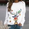 Women'S Cartoon Elk 3D Printing, Christmas Couple Personality Long-Sleeved Street Crew Neck Sweater