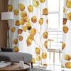 Perdele din tul pentru fereastră din frunze de acuarelă galbenă, pentru living, bucătărie, decorațiuni pentru locuințe de Crăciun, perdele din voal transparent
