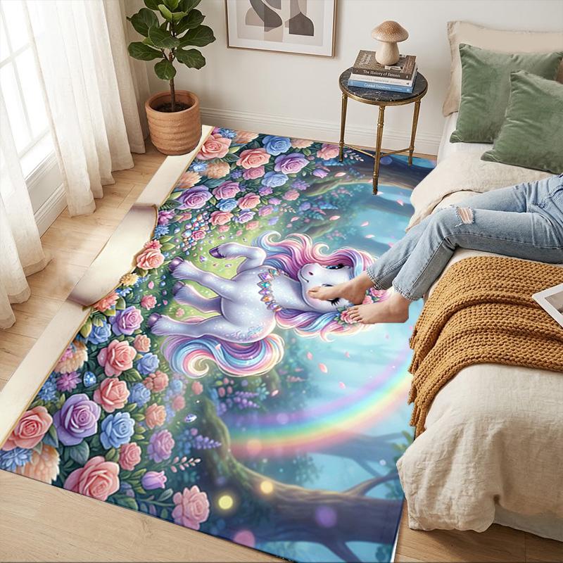 Unicorn Garden Living Room Nonslip Area Rug Soft Carpet For Bedroom Game Playroom Sofa Office Home Decor Doormat Christmas Gift C929684