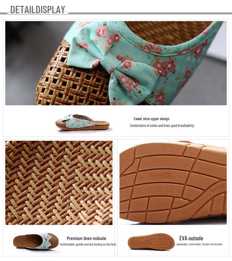 Unisex Summer Indoor Non-Slip Linen Slippers