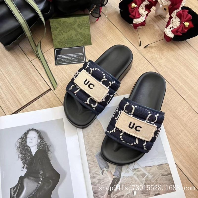20 New Slippers Women's Summer Wear Thick Bottom Printing Embroidered Letters Large Size Casual Cool Slippers