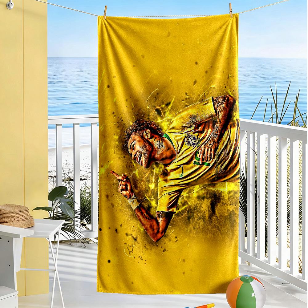Space Football Adventure Beach Towel High Absorbency & Quick-Dry Comfortable Lightweight