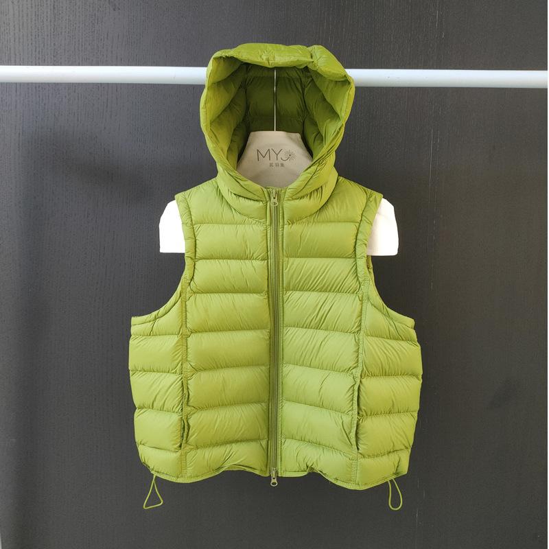 Autumn and winter duck down ribs down vest women's short hooded vest jacket