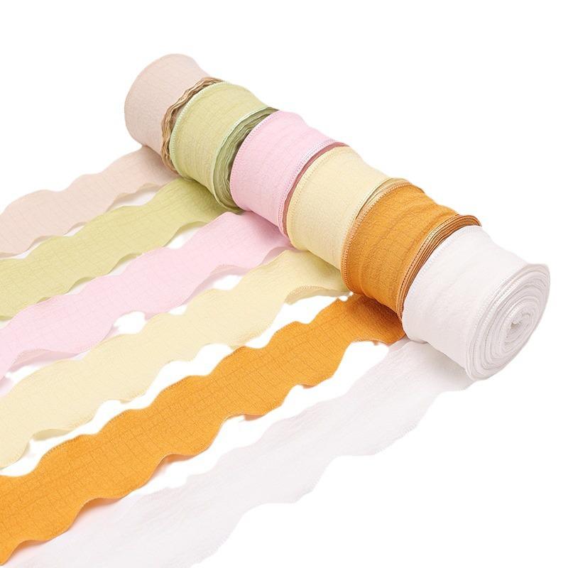 Panglică de In de Calitate Superioară: Volane elastice plisate de 4 cm pentru buchet de Ziua Mamei sau ambalaj cutie tort.